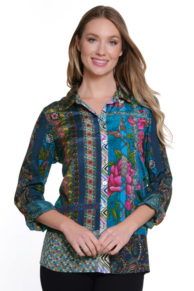 Mixed Print Top - Women's - Multi