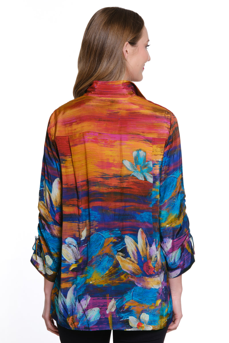 Print Wire Collar Tunic - Women's - Floral Multi