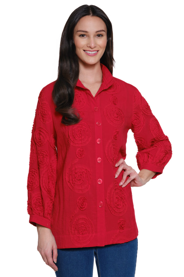 Floral Detail Blouse - Red