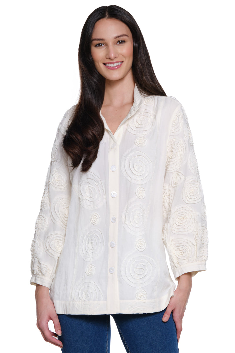 Floral Detail Blouse - Winter White