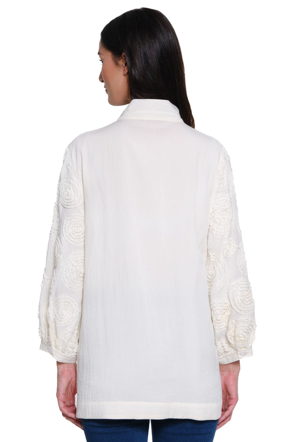 Floral Detail Blouse - Winter White