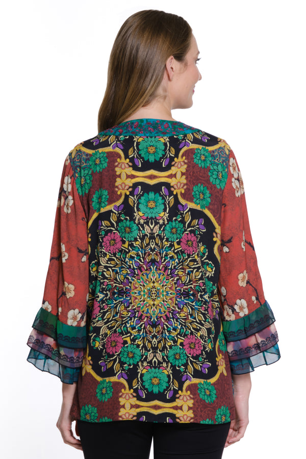 Ruffle Sleeve Kimono - Women's - Multi