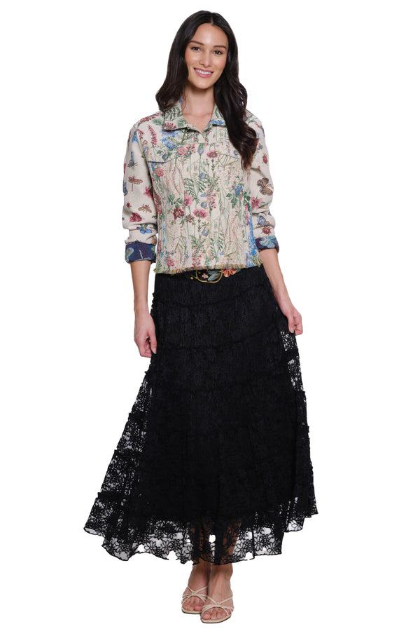 Lace Tiered Skirt - Women's - Black