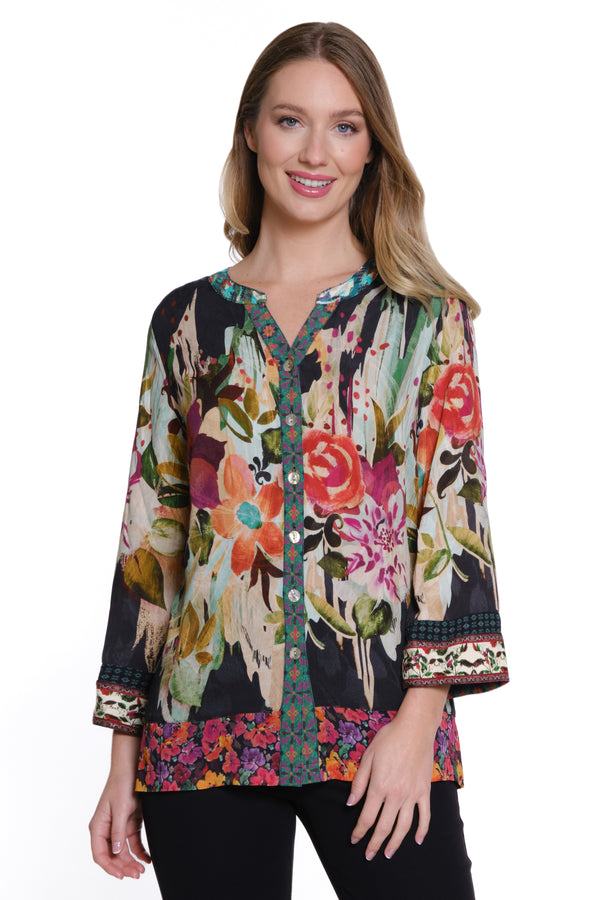 Jacquard Print Blouse - Women's - Floral Multi