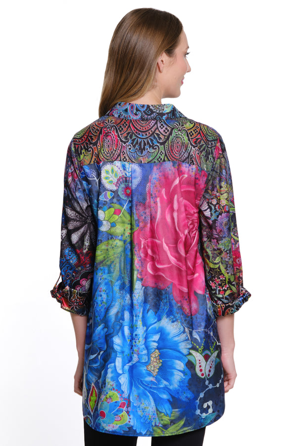 Satin Mixed Print Blouse - Multi