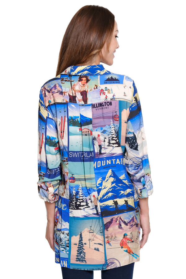Novelty Print Tunic - Petite - Travel Print