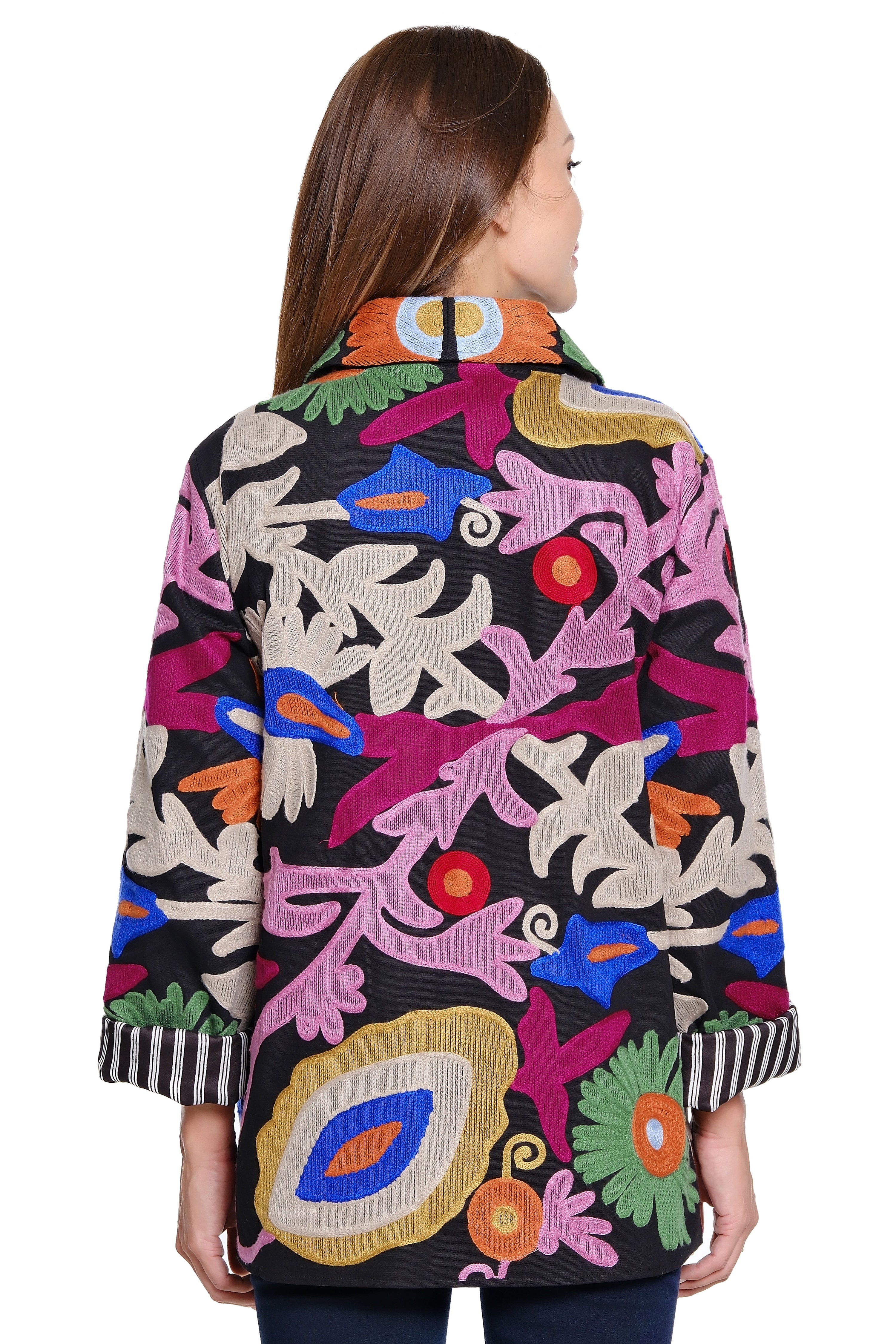 Embroidered Oversized Blazer - Plus - Multi