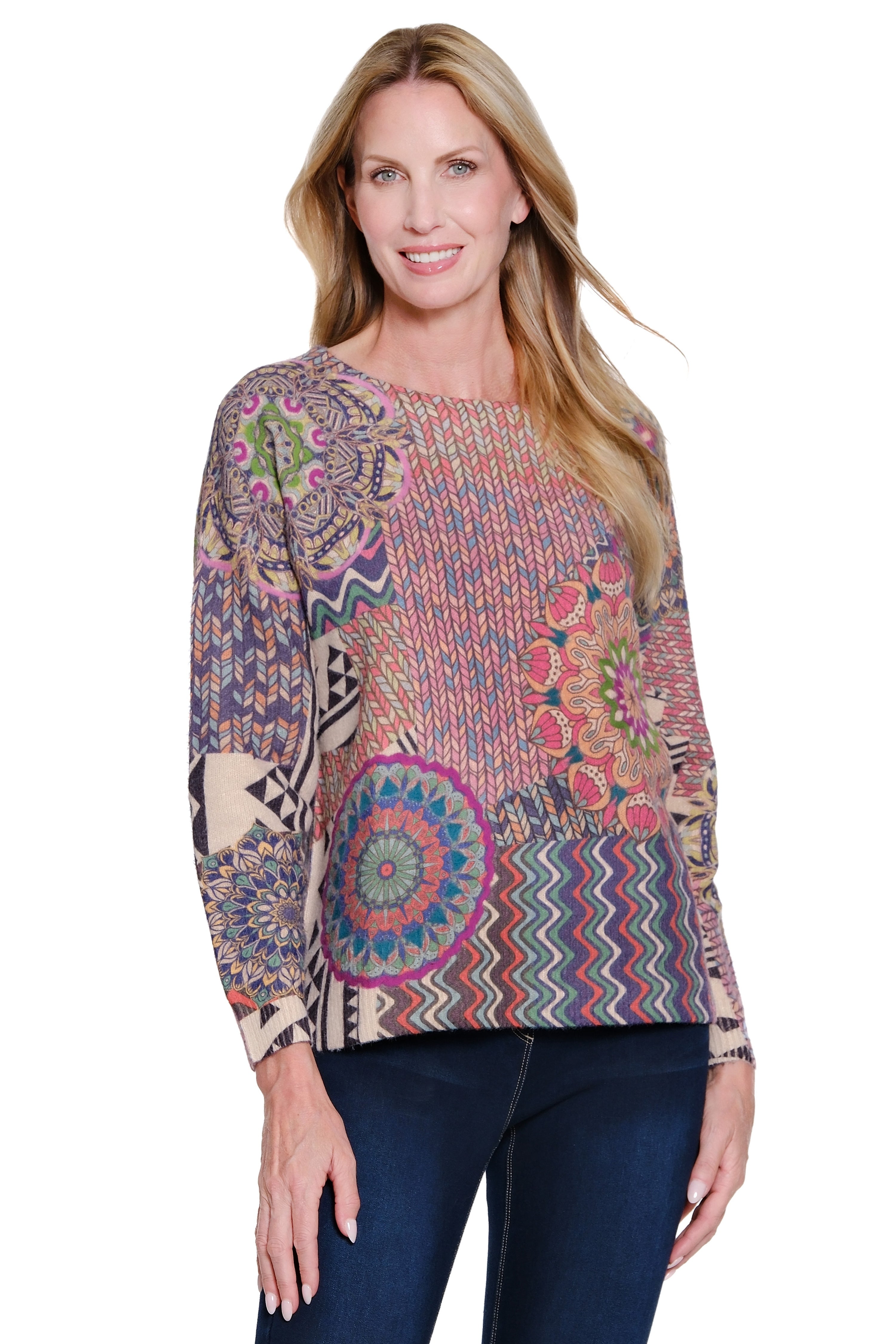 Printed Pullover Sweater - Plus - Multi