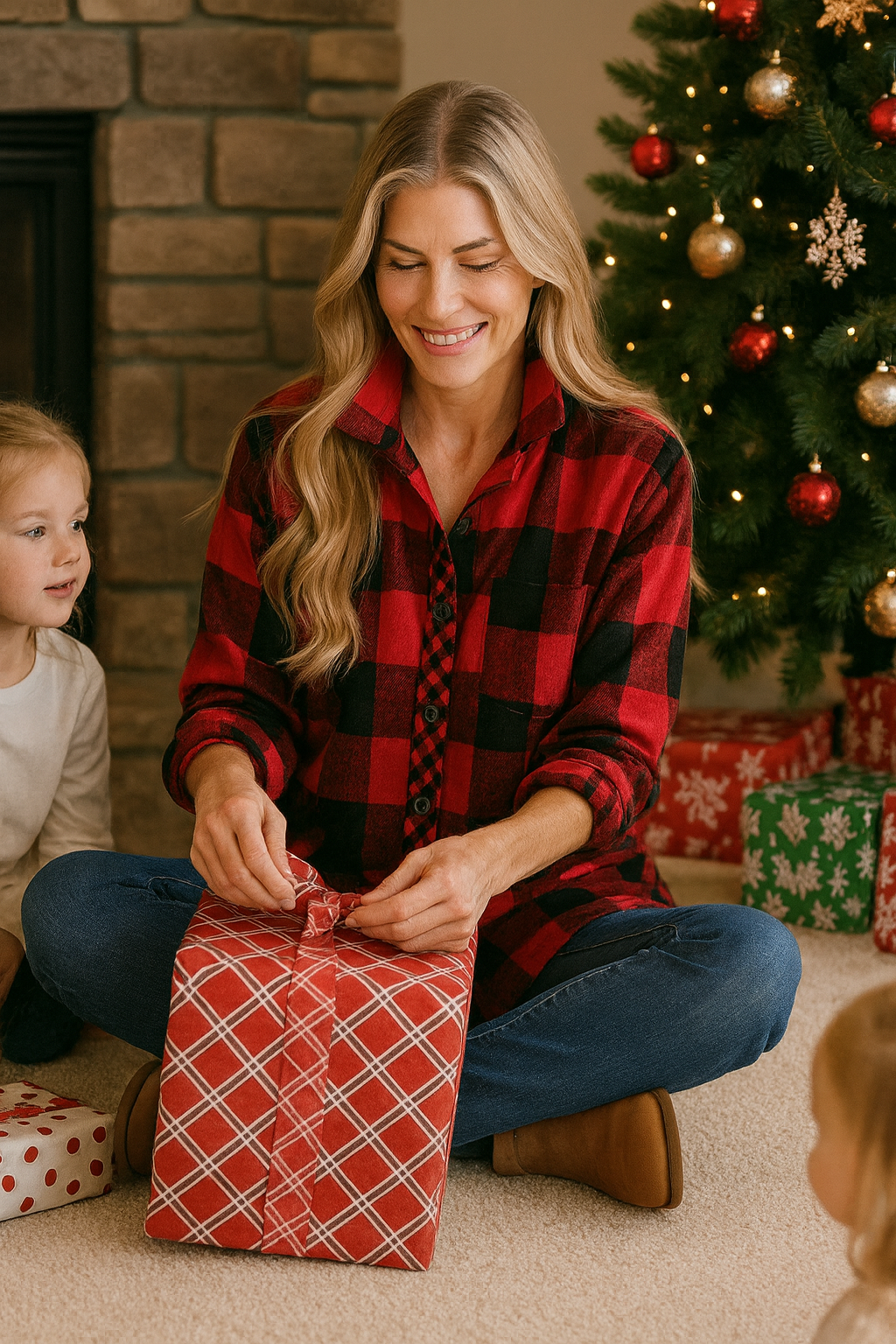 Buffalo Plaid Top w/ Fringe Back - Plus - Red Plaid