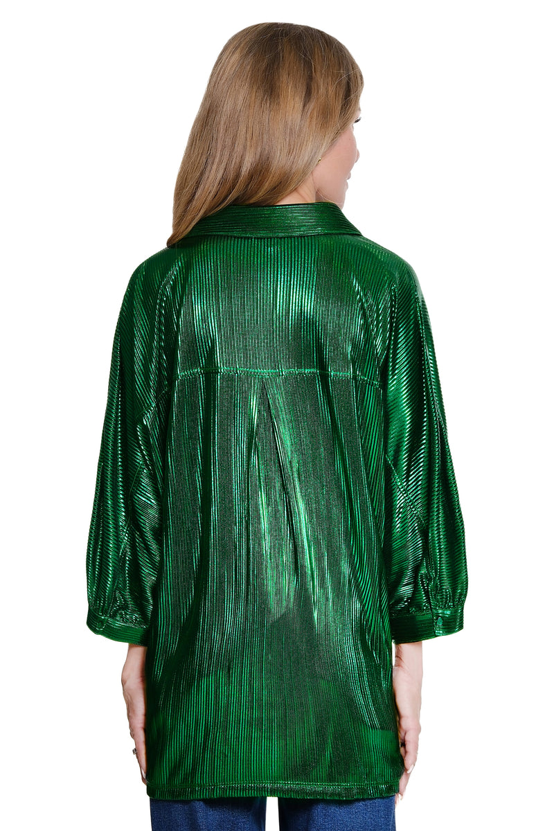Shimmer Dolman Sleeve Blouse - Green