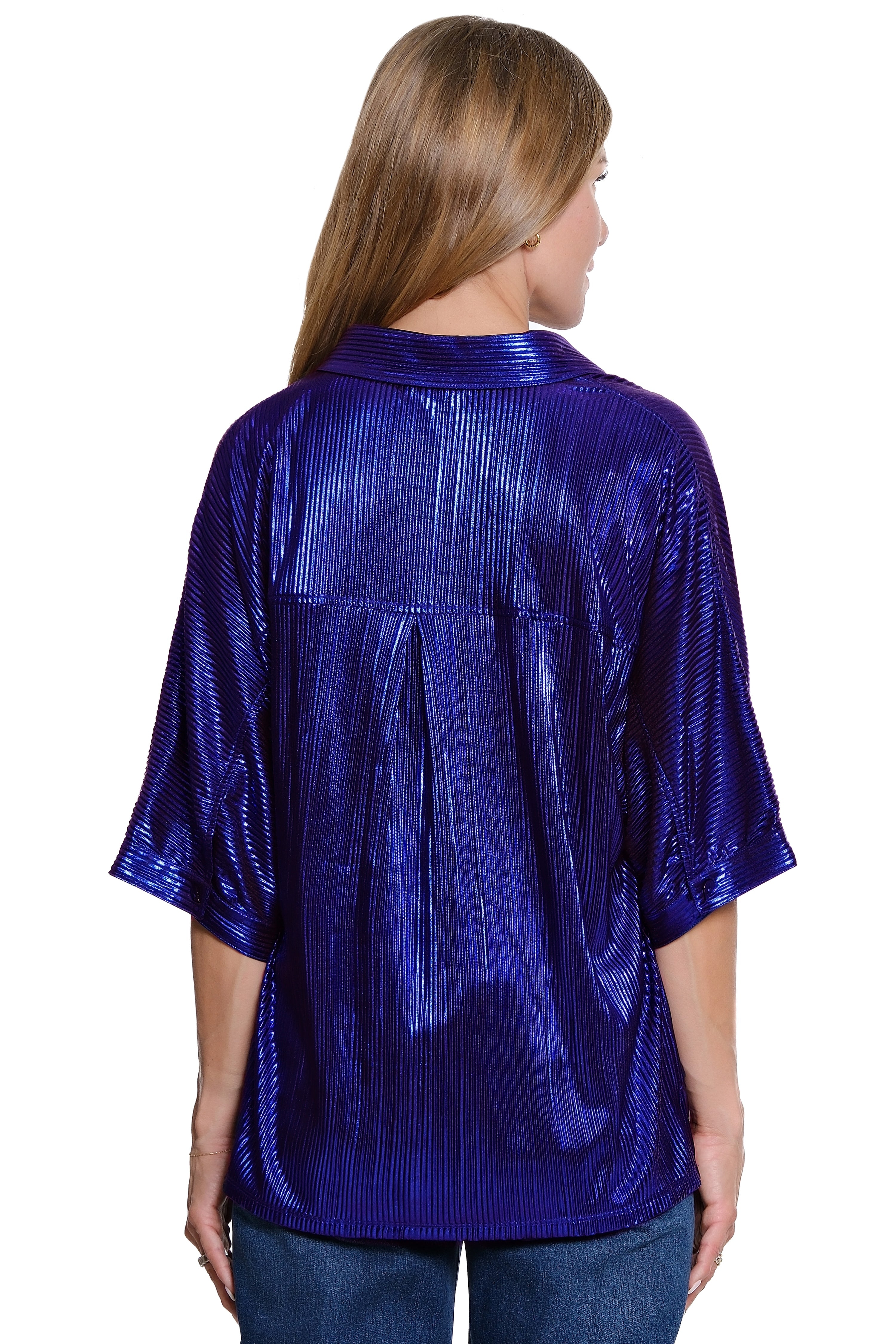 Shimmer Dolman Sleeve Blouse - Royal