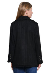 Tweed Open Front Coat - Plus - Black