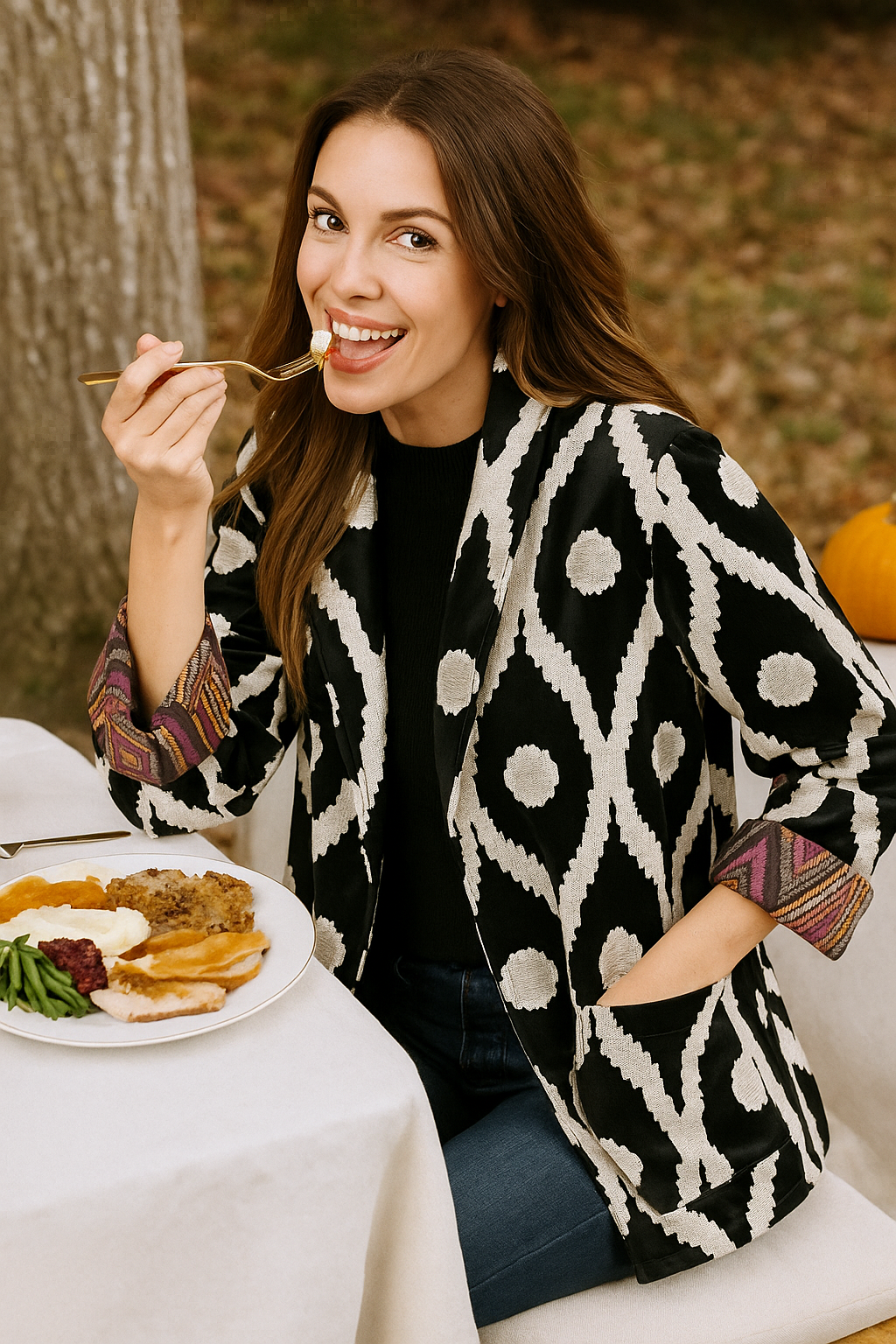 Tapestry Oversized Jacket - Black/White