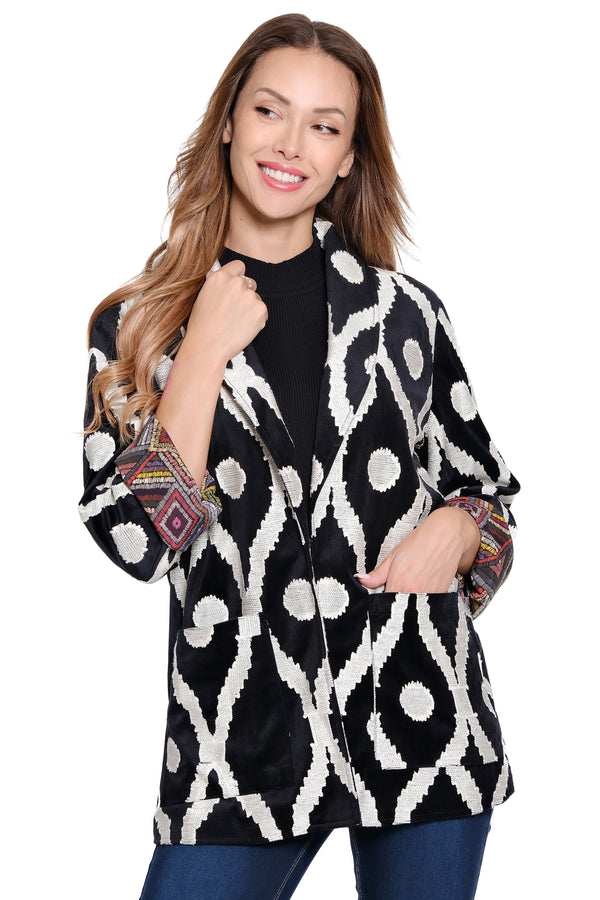 Tapestry Oversized Jacket - Plus - Black/White