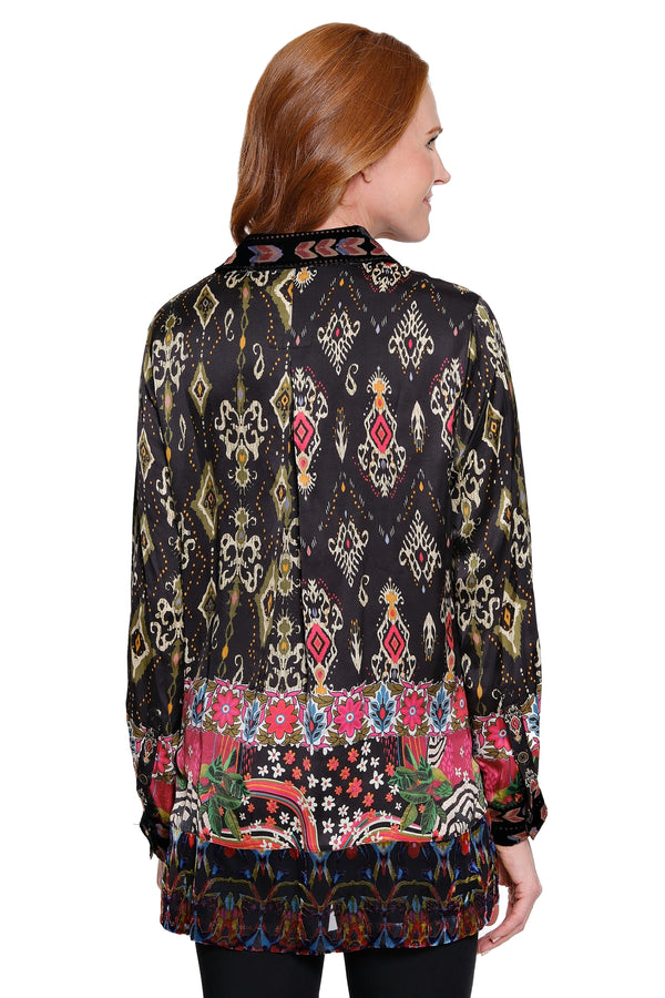 Mixed Print Button-Front Top - Plus - Multi