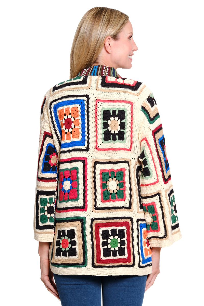 Granny Square Knit Cardigan - Multi