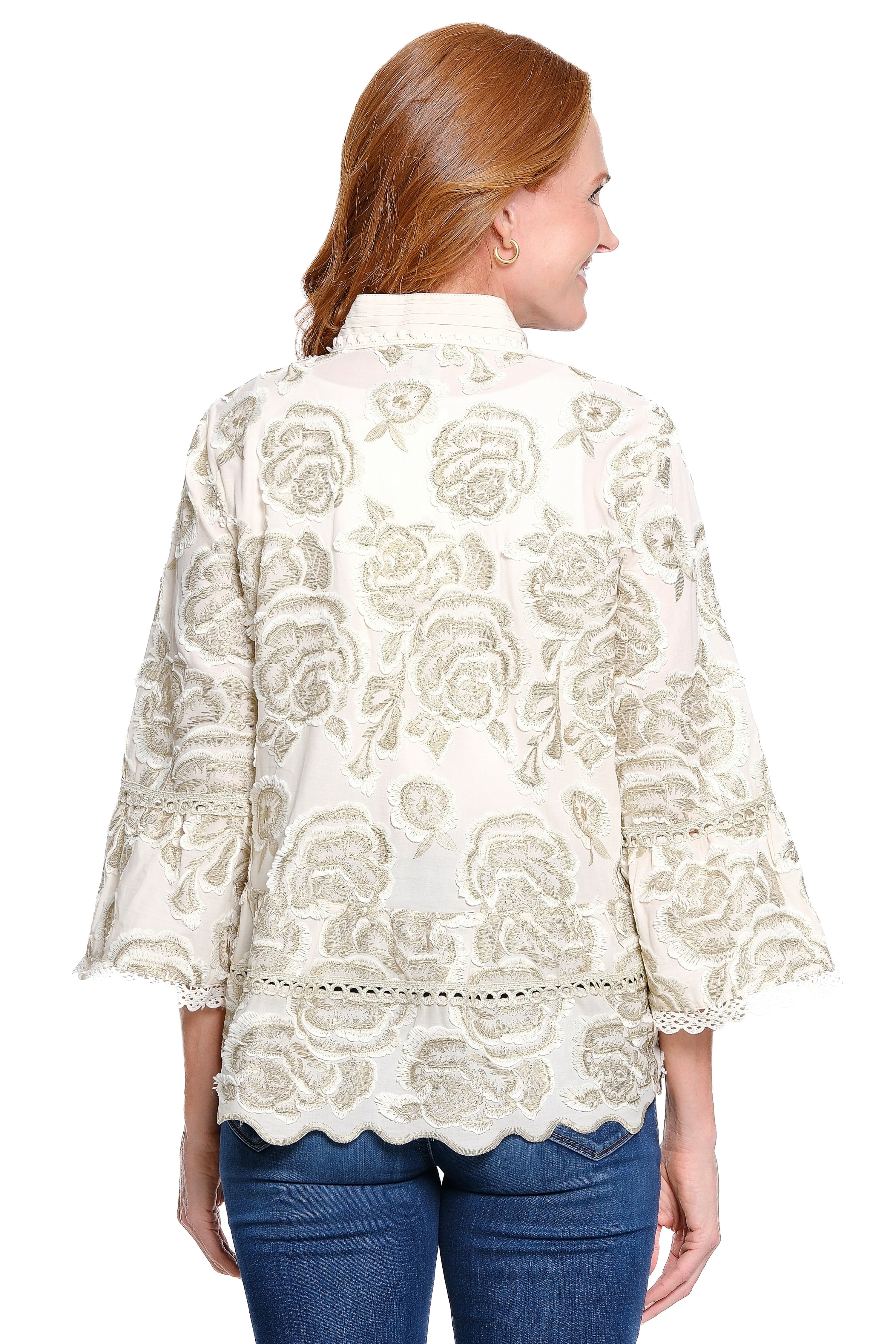 Embroidered Peasant Top - Plus - Ivory