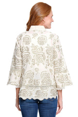Embroidered Peasant Top - Plus - Ivory