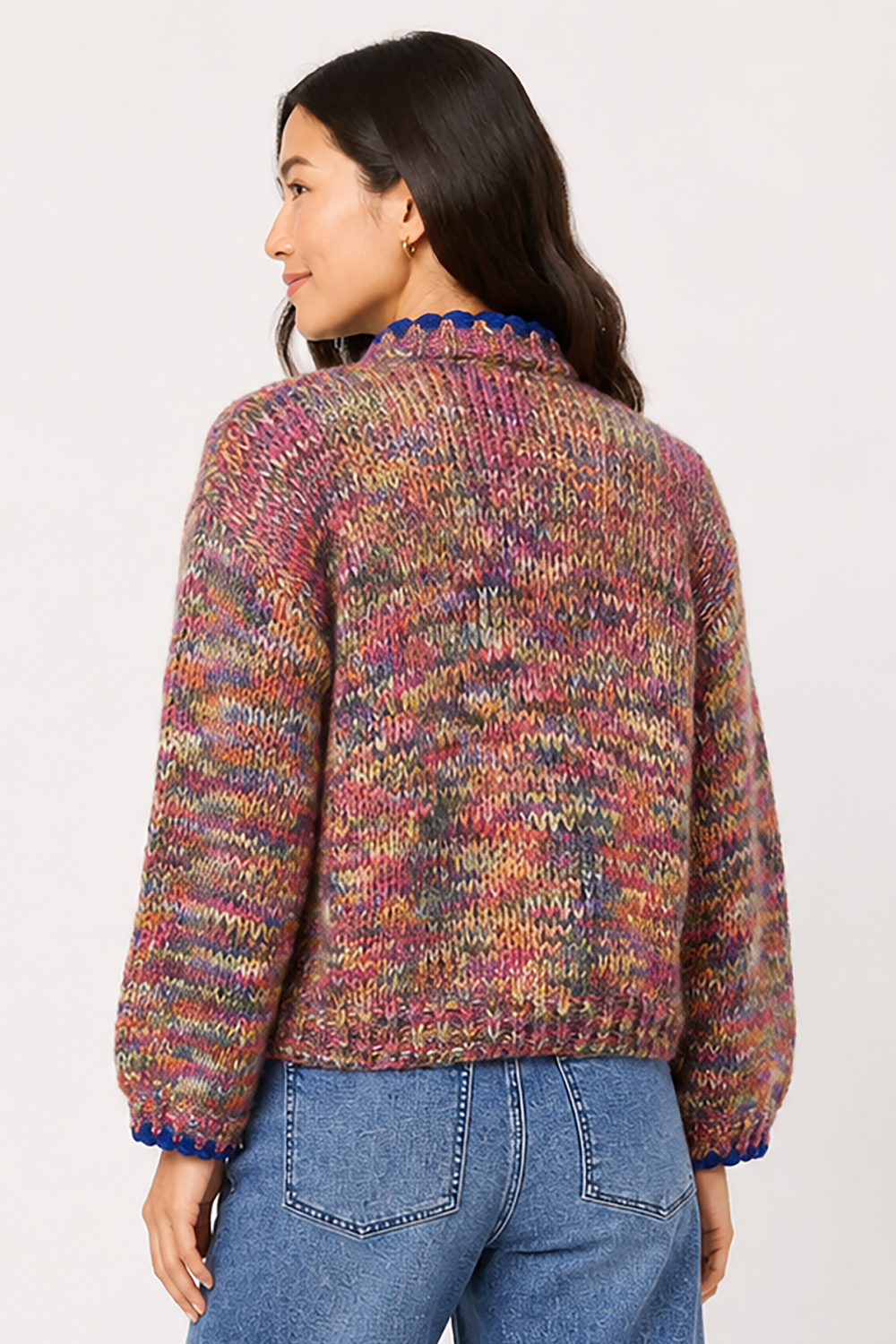 Multi Knit Multi Color Button Front L/S Cardigan Sweater - Missy