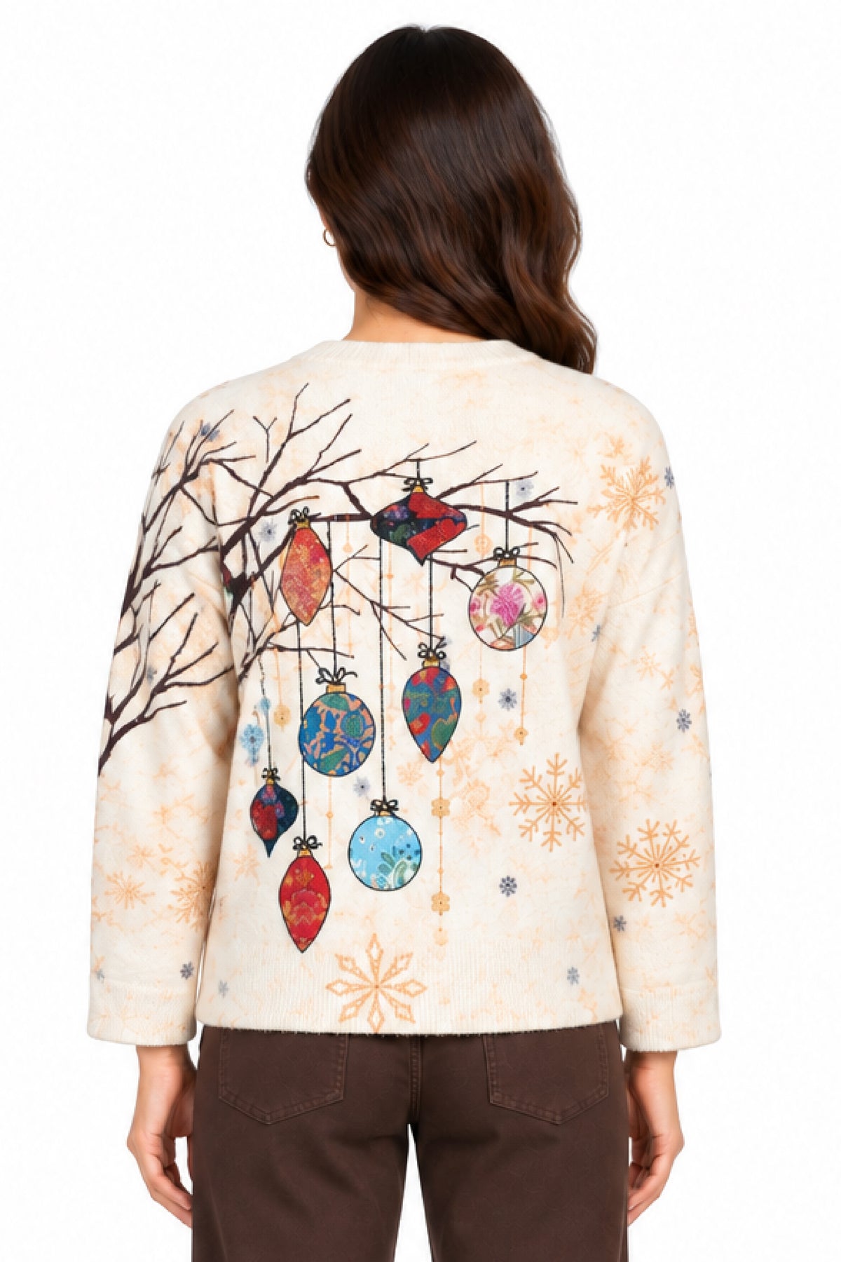 Vanilla Multi Ornament Print Rhinestone Sweater
