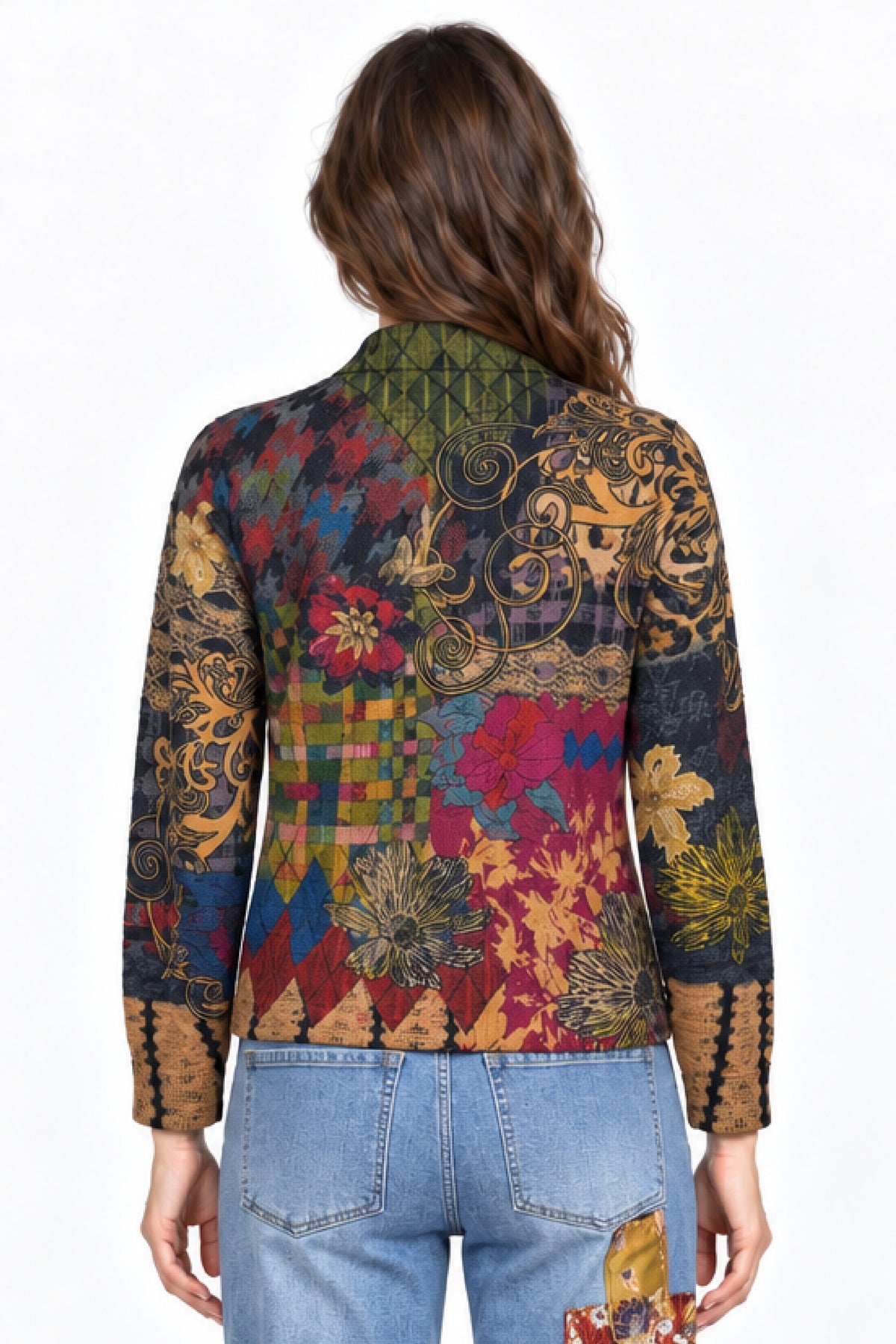 Multi Mixed Print Felted Cardigan