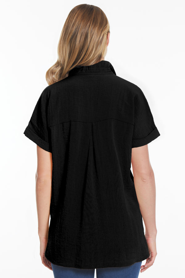 Button Front Camp Shirt - Women's - Black