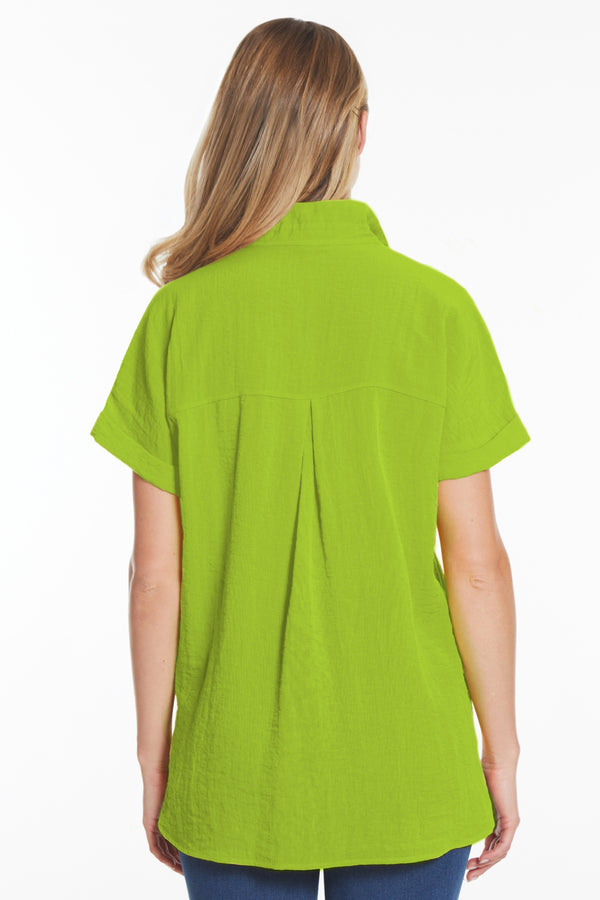 Button Front Camp Shirt - Women's - Lime