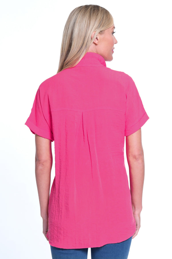 Button Front Camp Shirt - Women's - Fuchsia