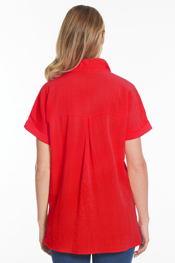 Button Front Camp Shirt - Red