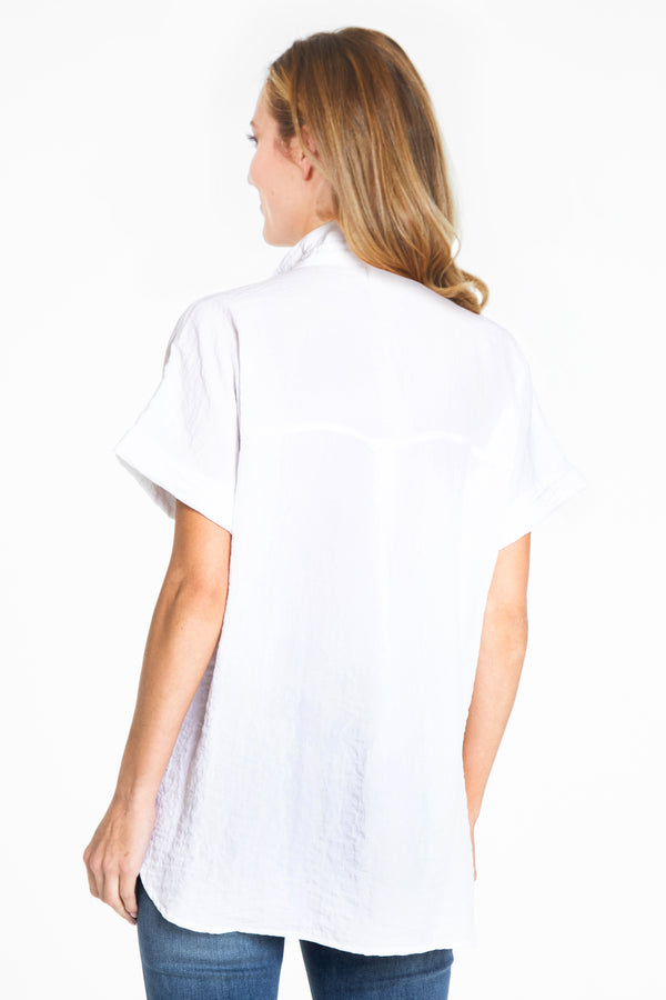 Button Front Camp Shirt - White