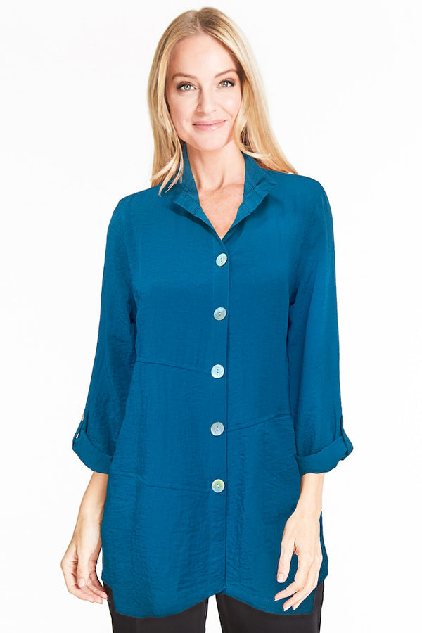 Button Front Tunic- Teal