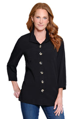 Solid Camp Shirt - Petite - Black