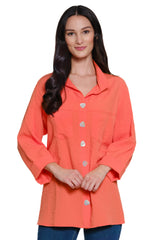 Solid Camp Shirt - Women's - Coral