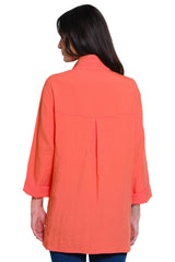 Solid Camp Shirt - Petite - Coral