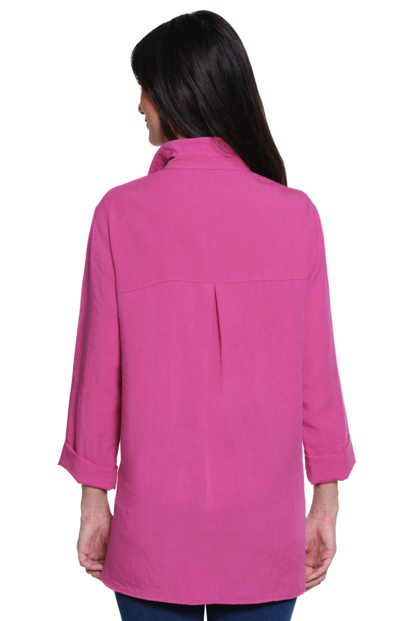 Solid Camp Shirt - Petite - Fuchsia