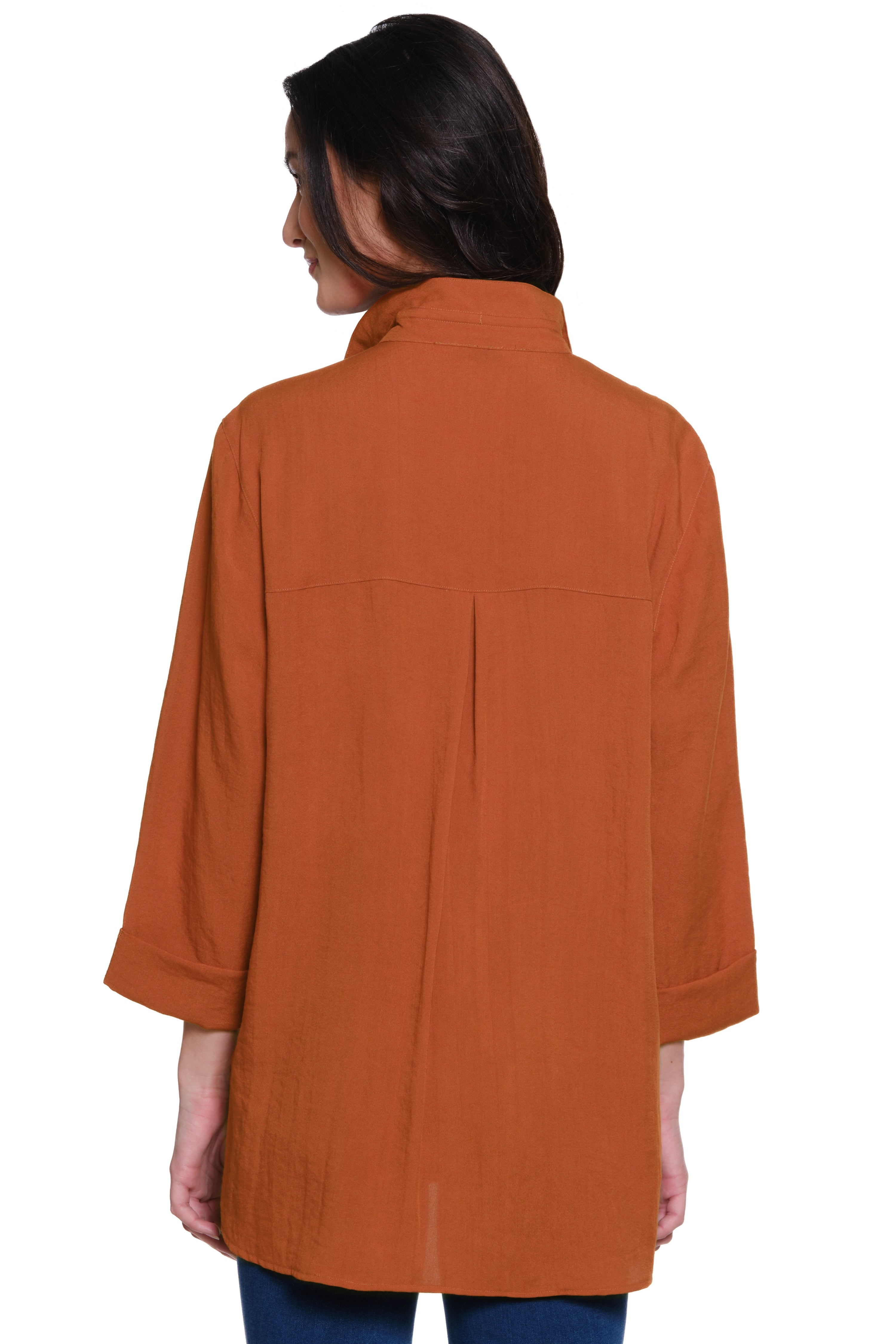 Solid Camp Shirt with Wire Collar - Spice