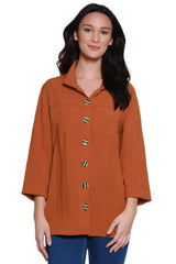 Solid Camp Shirt with Wire Collar - Petite - Spice