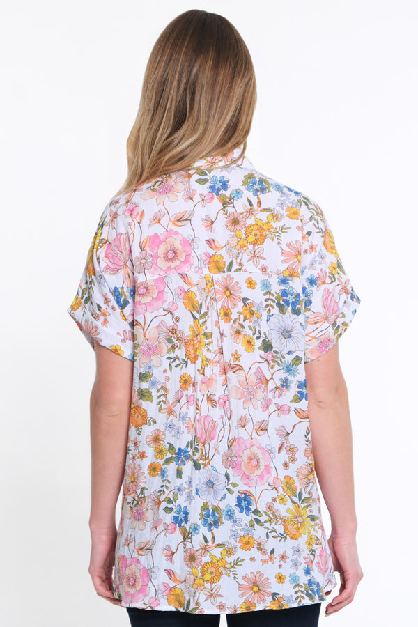 Printed Button Front Camp Shirt - Women's - Floral Multi