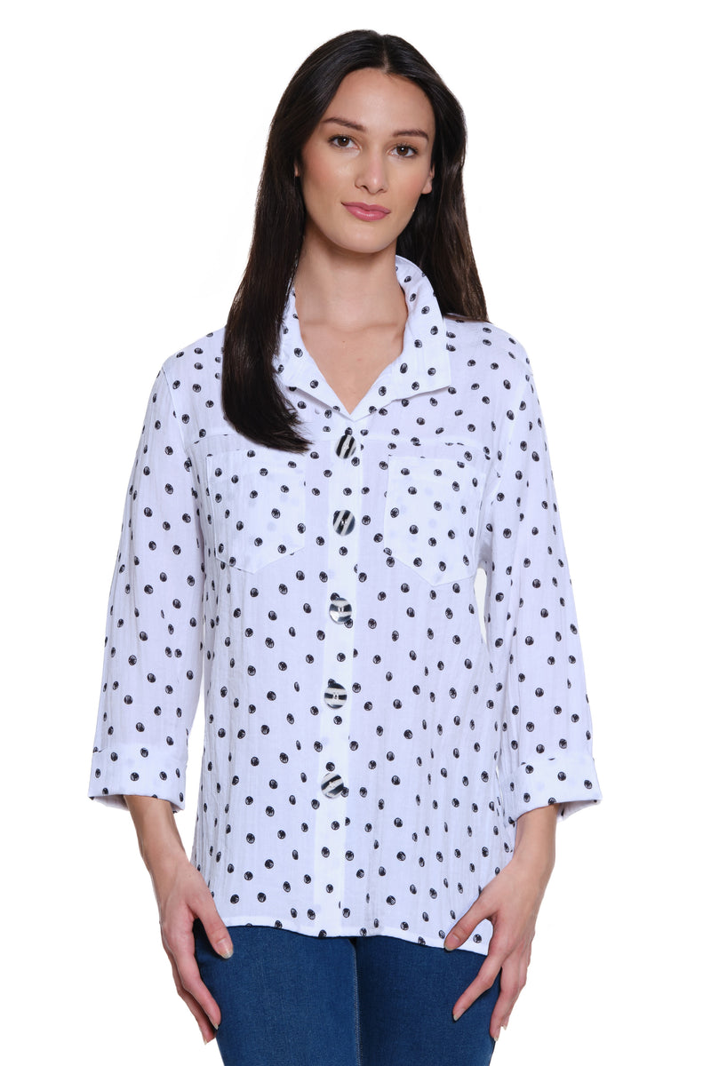 Print Camp Shirt - Black Dot