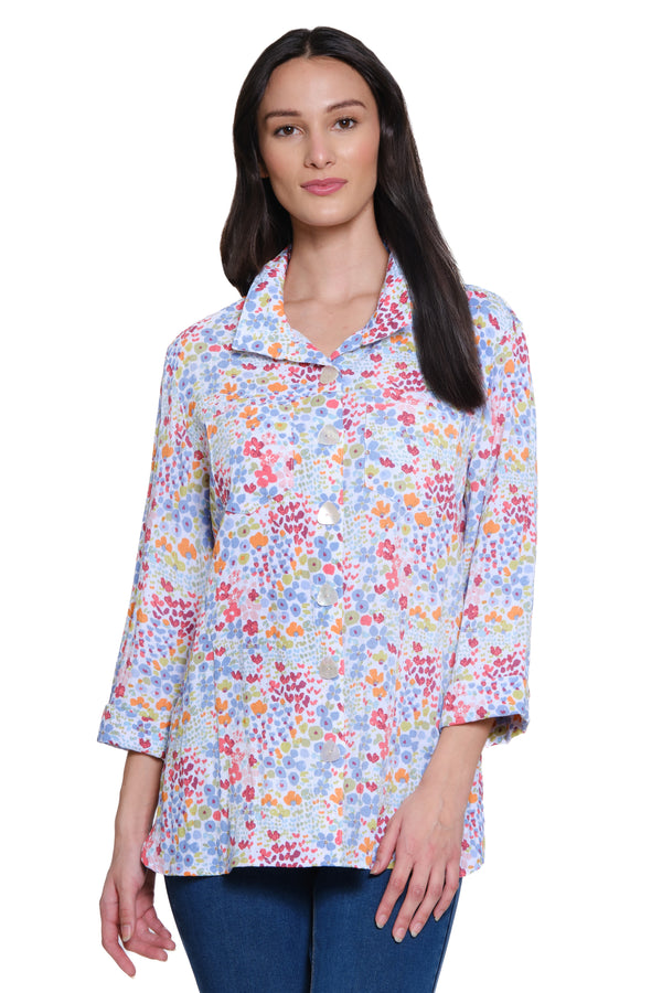 Print Camp Shirt - Petite - Floral Multi