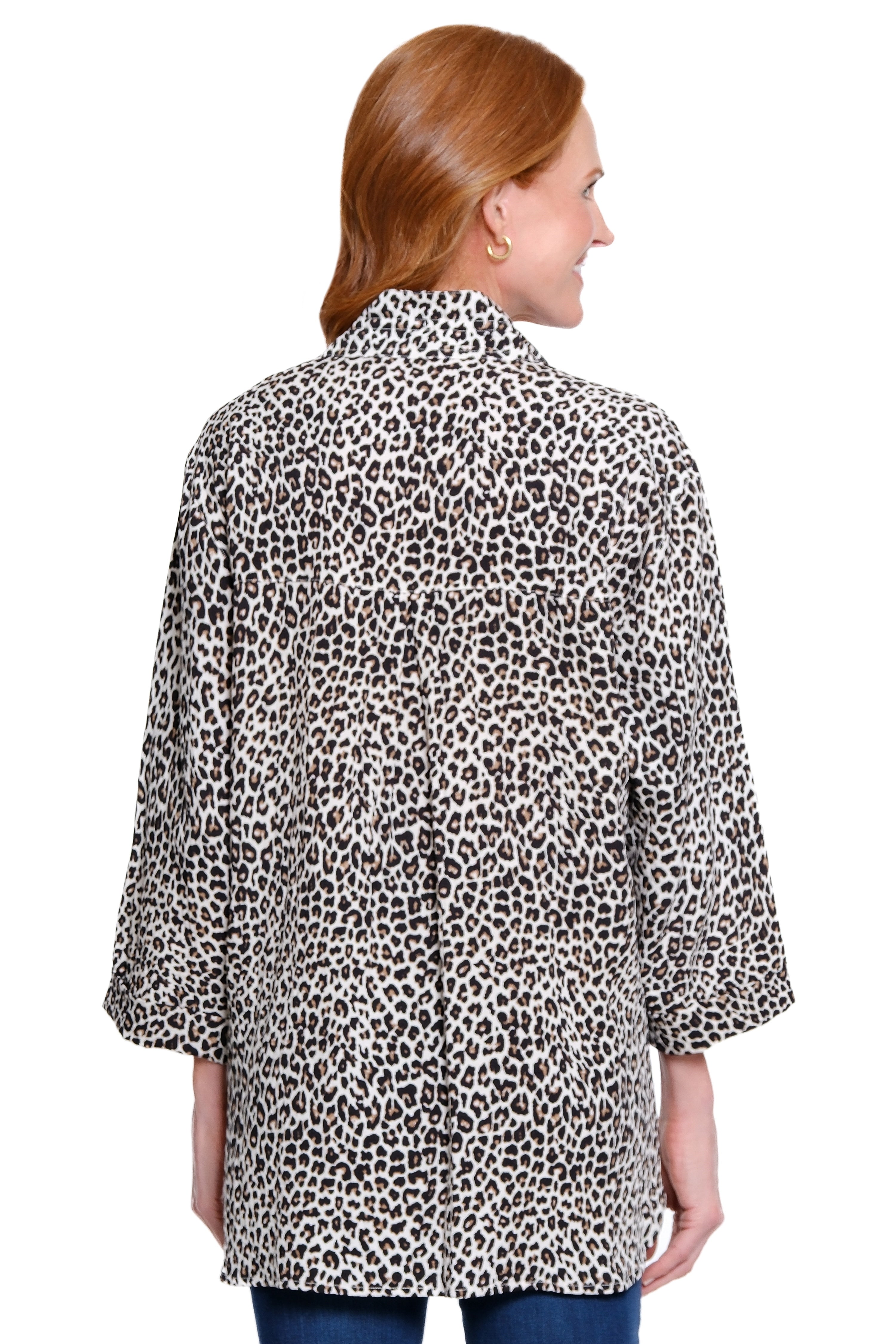 Print Camp Shirt - Petite - Neutral Animal Print