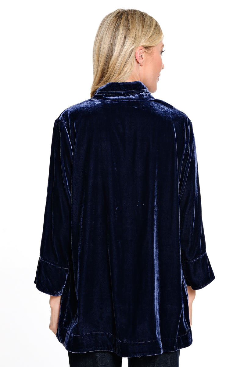 Velvet Wire Collar 3/4 Sleeves - Navy