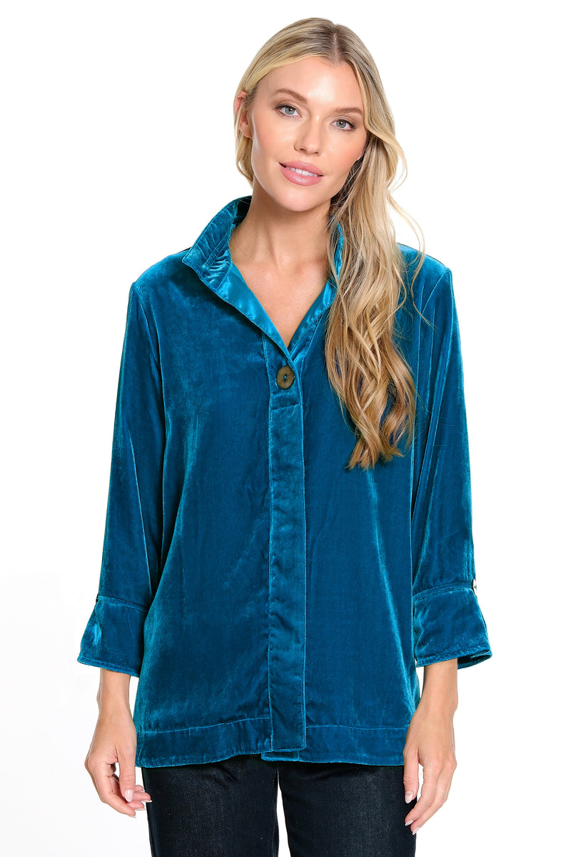 Velvet Wire Collar 3/4 Sleeves - Ocean