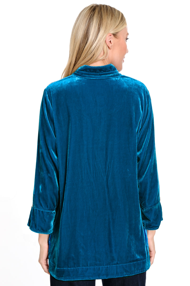 Velvet Wire Collar 3/4 Sleeves - Ocean