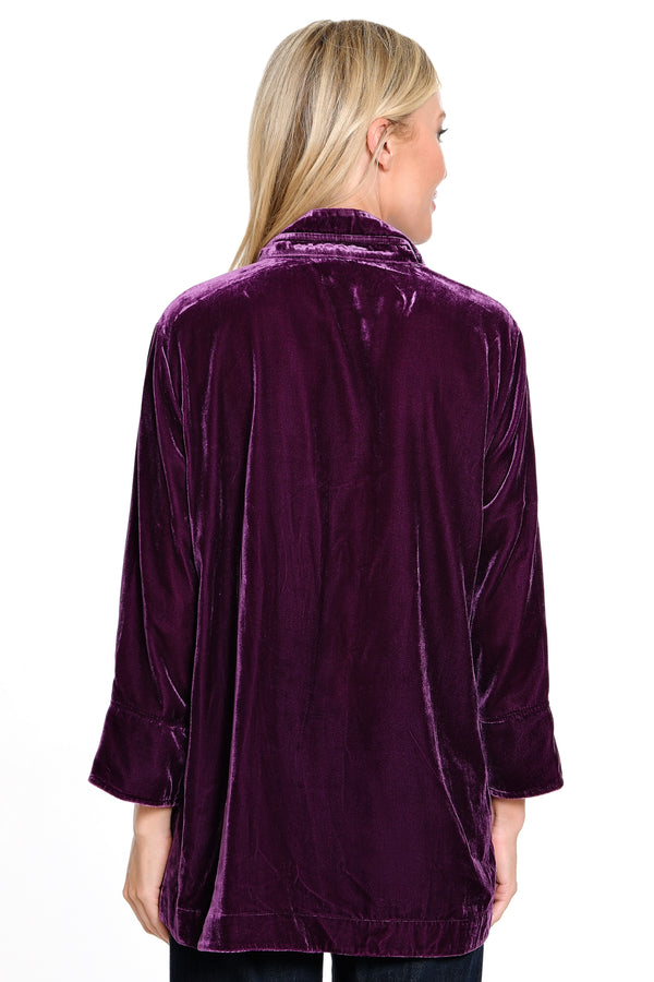 Velvet Wire Collar 3/4 Sleeves - Plum