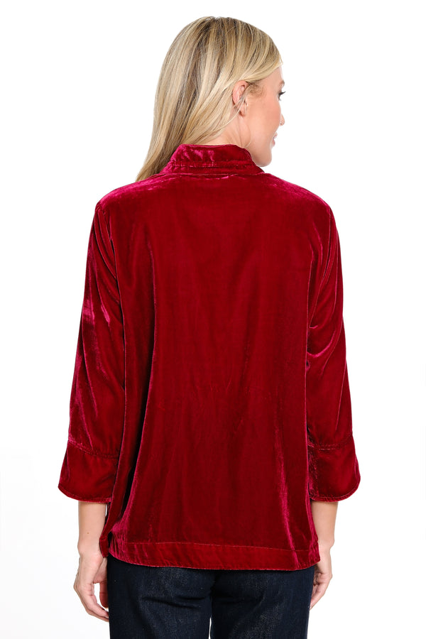 Velvet Wire Collar 3/4 Sleeves - Ruby