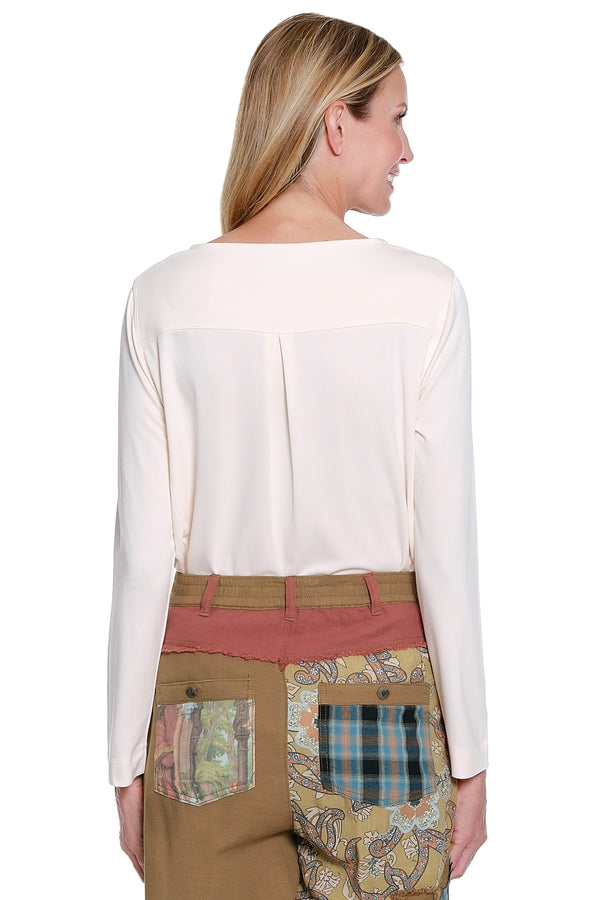 Long Sleeve Knit Top - Almond