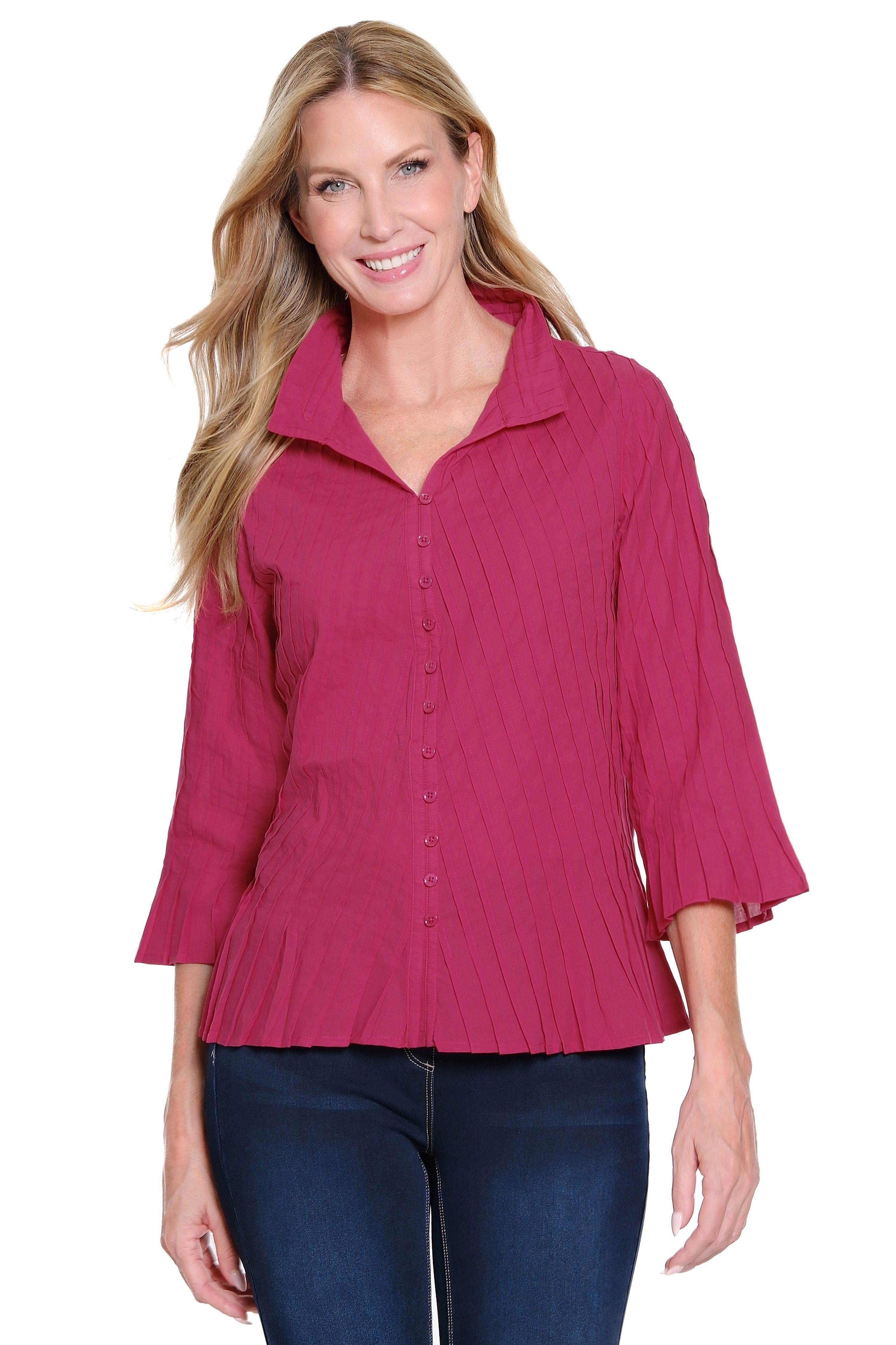 Pleated Blouse - Magenta