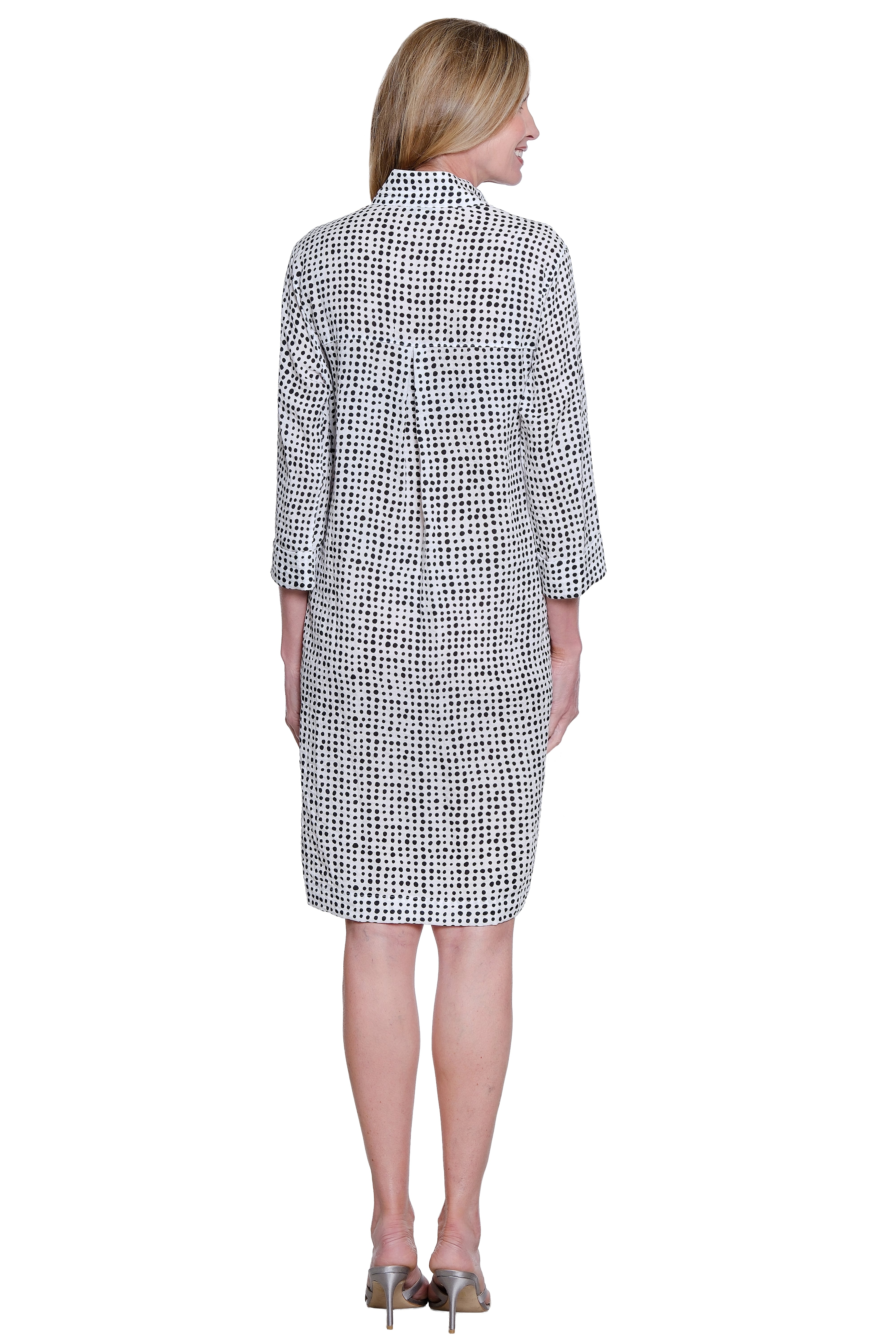Wire Collar Button Front Dress - Multi