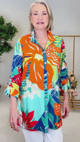 Printed Button-Front Tunic - Plus - Multi
